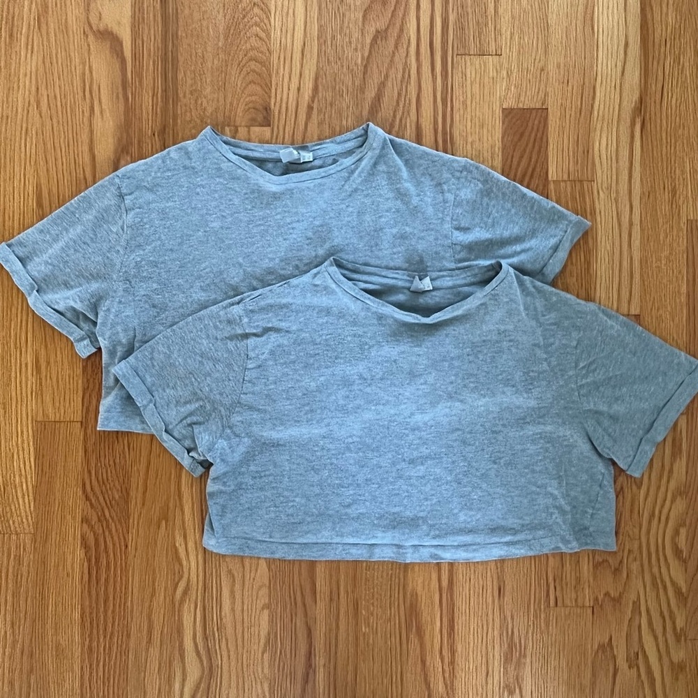 Two Grey ASOS Cropped T-Shirts in size 2
